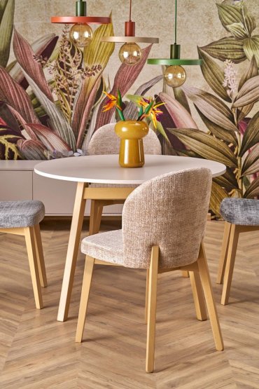 Rozkladací jedálenský stôl RUBEN 102(142)x102 kašmír/prírodný