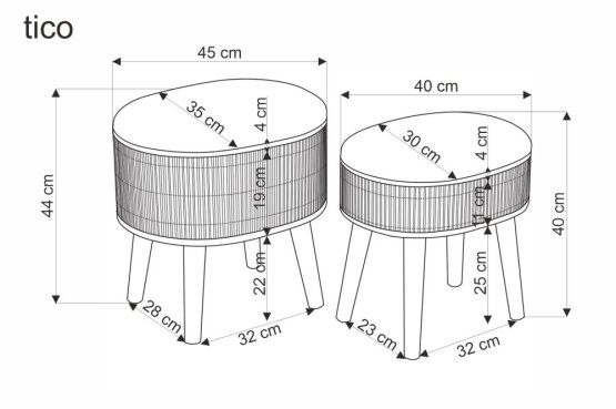 Set 2 taburetiek TICO béžový