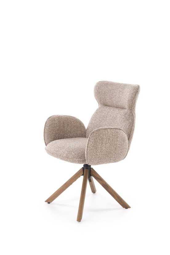 Jedálenské kreslo K585 tmavo béžové/svetlý orech