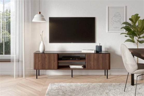 TV stolík SOLANO RTV-1 orech warmia / čierny mramor