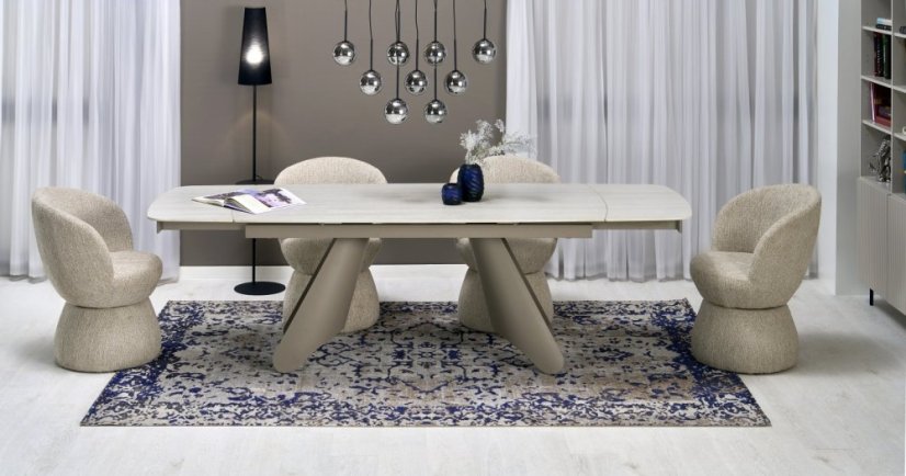 Rozkládací jídelní stůl SALIX 180(260)x90 traventin/kašmír