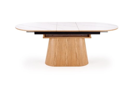Rozkládací jídelní stůl SIRIUS 160(240)x90 bílý mramor / přírodní