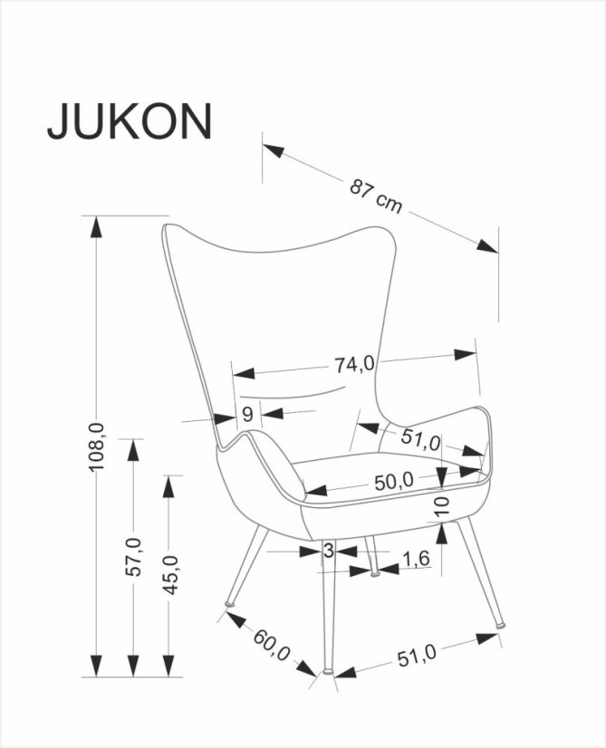 Čalúnené kreslo JUKON krémové