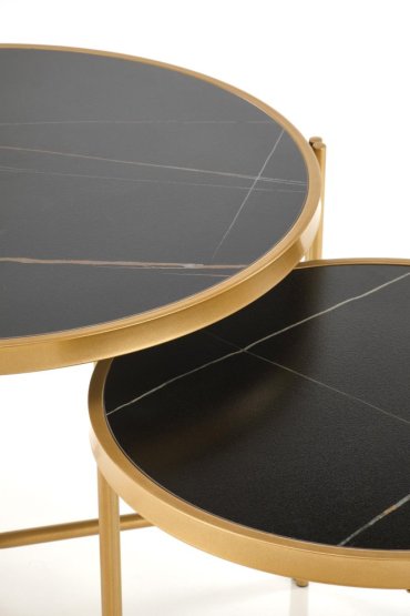 Konferenční stolek FATIMA - sada 2 ks černý mramor/zlatý