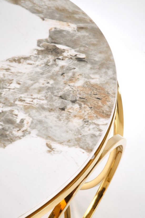 Konferenčný stolík VENUS 2 biely mramor/zlatý