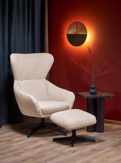 Otočné křeslo s podnožkou FREDY béžové