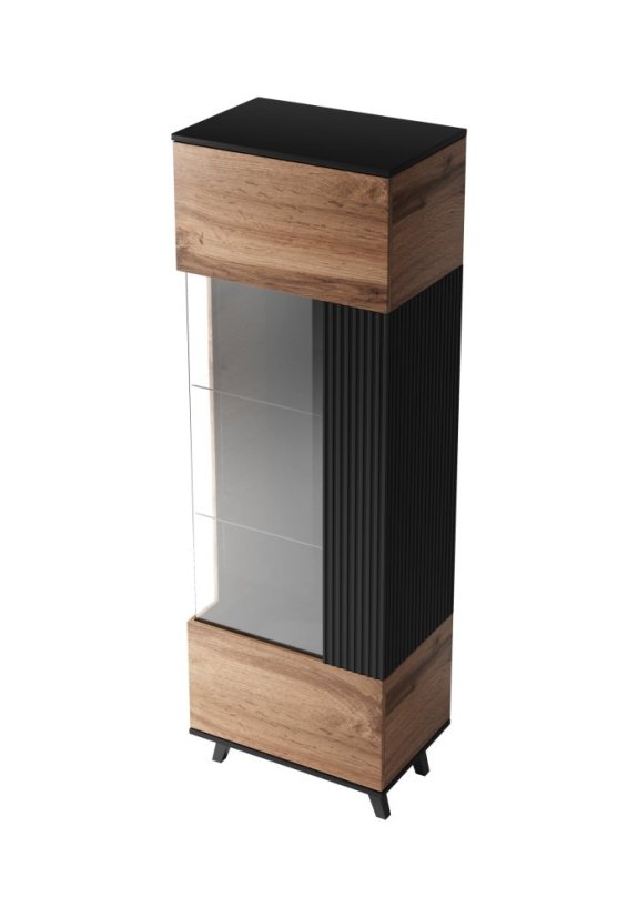 Vitrína RANDOM W-1 dub wotan/černá