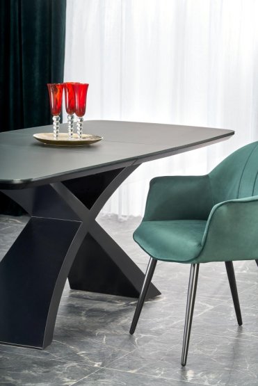 Rozkladací jedálenský stôl SILVESTRO 180(220)x89 tmavo sivý/čierny