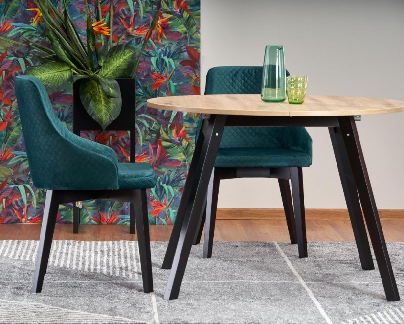 Rozkládací jídelní stůl RUBEN 102(142)x102 dub artisan/černý