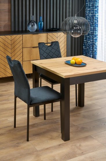 Rozkladací jedálenský stôl QUBIK dub artisan/čierna