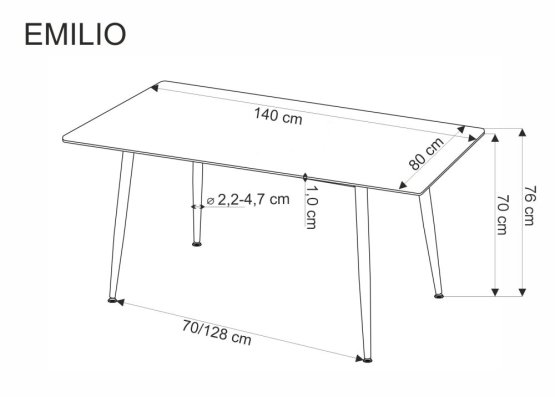 Jedálenský stôl EMILIO 120x70 biely/čierny
