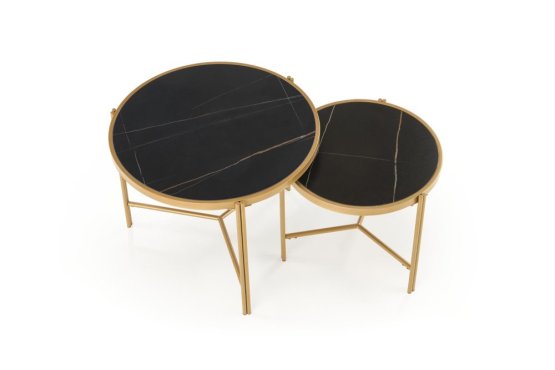Konferenční stolek FATIMA - sada 2 ks černý mramor/zlatý