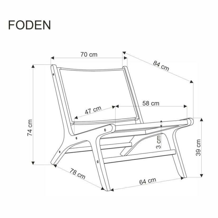 Křeslo FODEN černá/přírodní