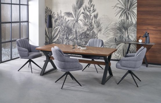 Rozkladací jedálenský stôl BARON 200(350)x100 orech/čierna