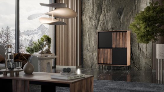 Komoda SWING KM-2 orech/čierny