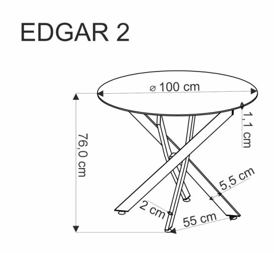 Okrúhly jedálenský stôl EDGAR 2 biely mramor/čierny