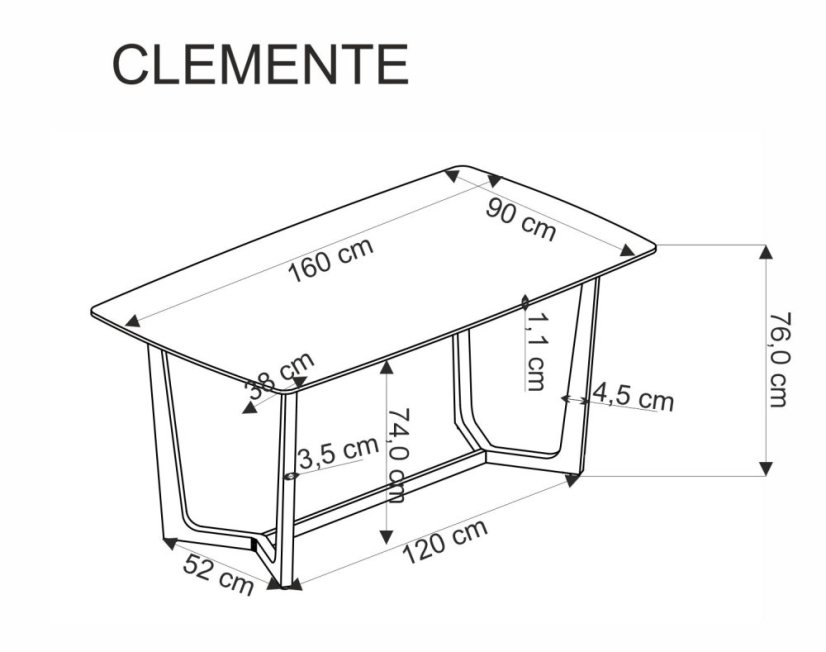 Jídelní stůl CLEMENTE 160x90 bílý mramor/zlatý