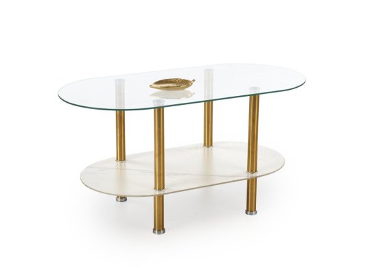 Konferenční stolek DUCAT bílý mramor/sklo/zlatý