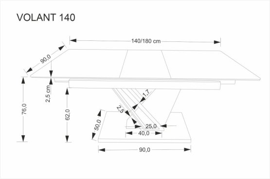 Rozkladací jedálenský stôl VOLANT 140(180)x90 čierny mramor/dub zlatý/čierna