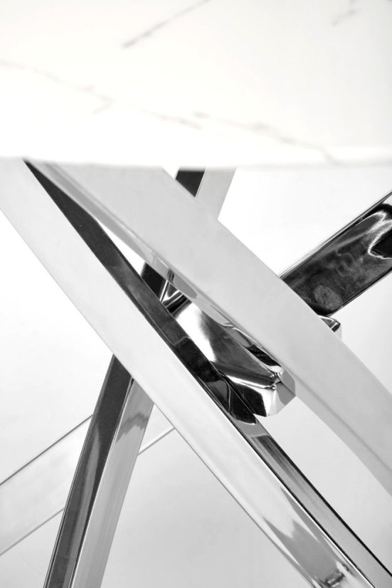 Okrúhly jedálenský stôl RAYMOND 3 100 biely mramor/strieborný