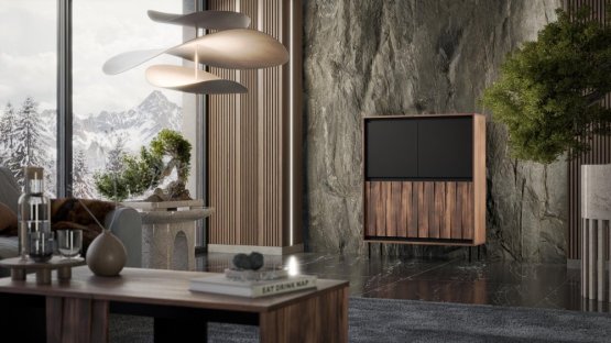 Komoda SWING KM-2 orech/čierny