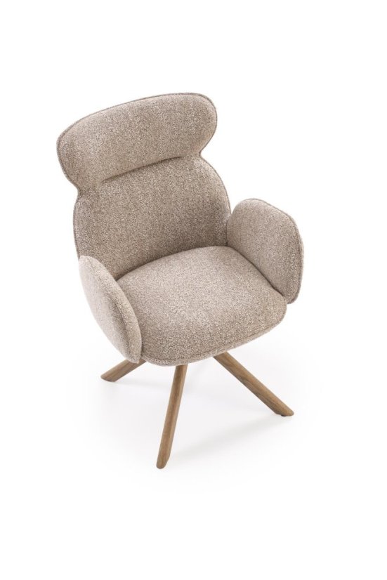 Jedálenské kreslo K585 tmavo béžové/svetlý orech