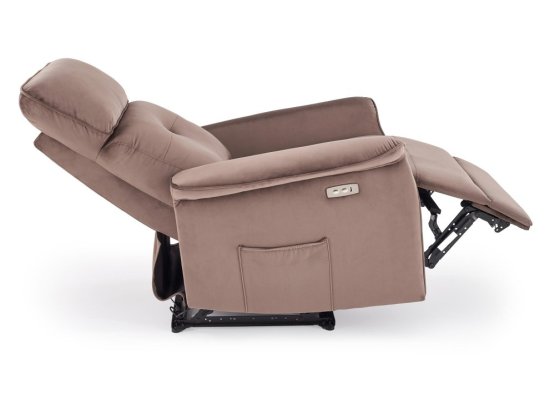 Elektricky polohovací relaxační křeslo SEMIR s USB mokka