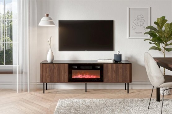 TV stolík SOLANO RTV-1 orech warmia / čierny mramor