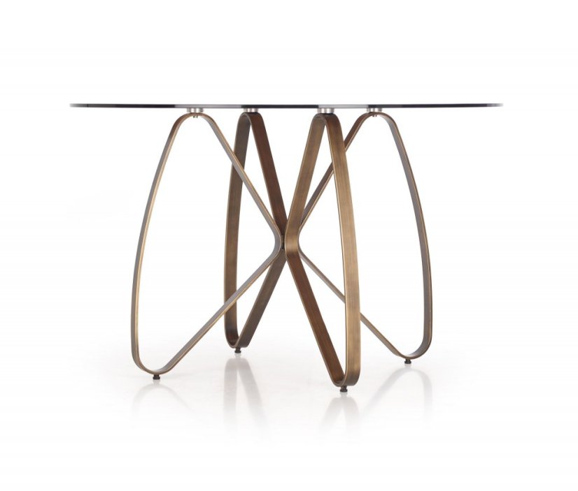 Kulatý jídelní stůl LUNGO 120 hnědý/antická zlatá