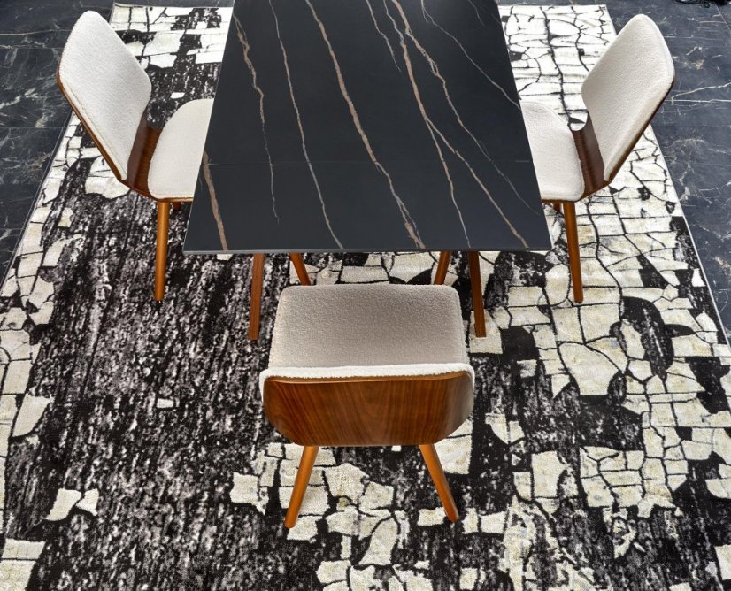 Rozkládací jídelní stůl LOZANO 140(200)X82 černý mramor/ořech