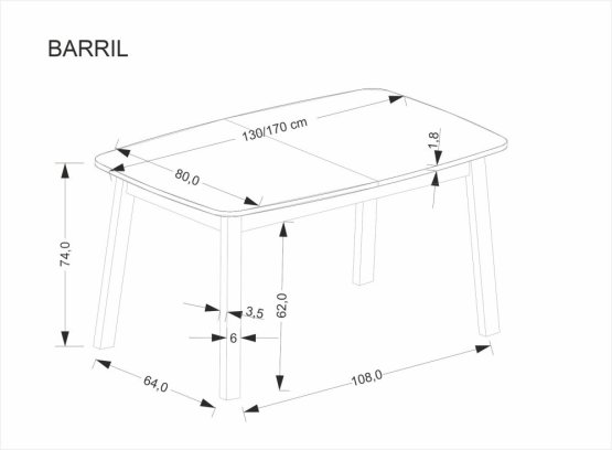 Rozkladací jedálenský stôl BARRIL 130(170)x80 dub artisan/čierna