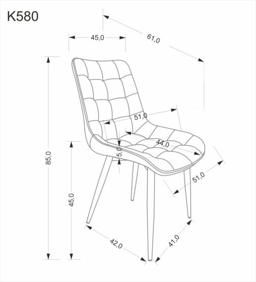 Jídelní židle K580 šedá