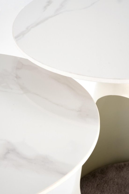 Konferenční stolek OSARIO - sada 2 ks bílý mramor/bílý
