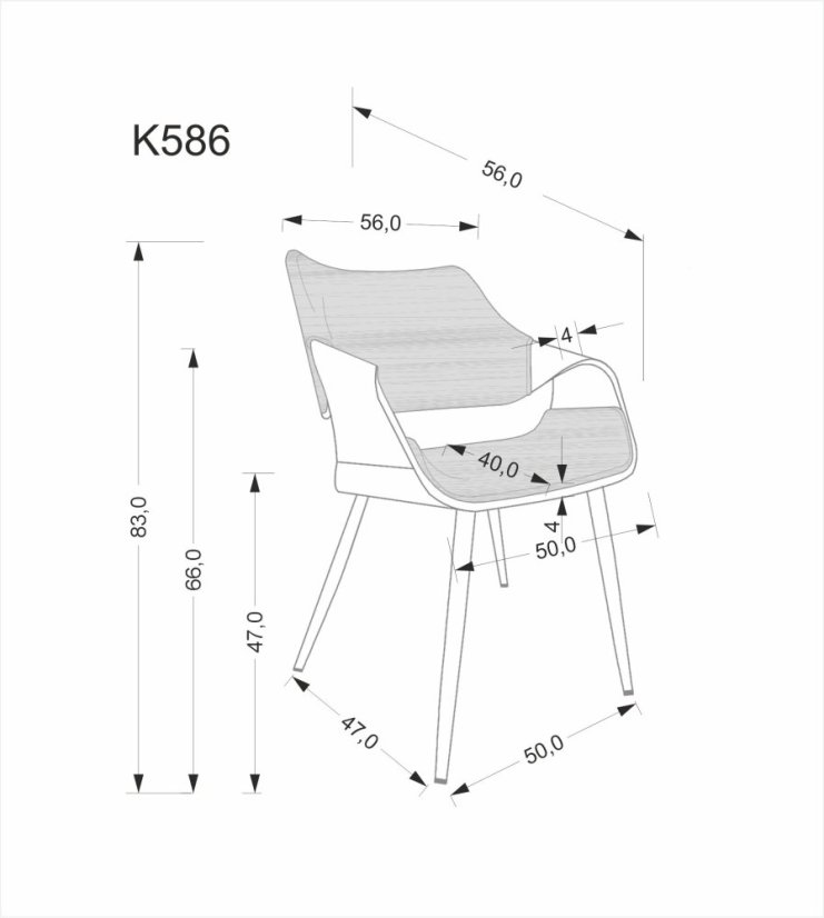 Jídelní židle / křeslo K586 ořech/černá