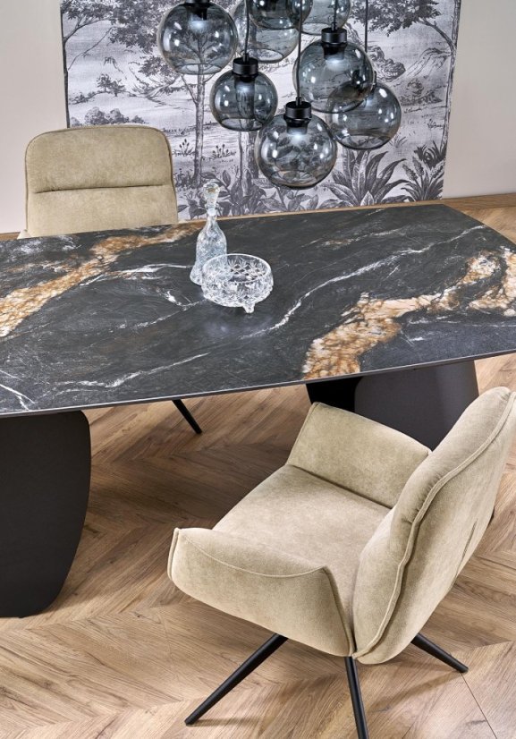 Rozkládací jídelní stůl FORUM 180(260)x90 černý mramor/černý