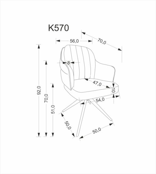 Jedálenské kreslo K570 sivá