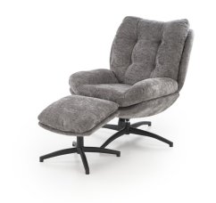 Čalúnené kreslo PESTO s podnožkou sivé