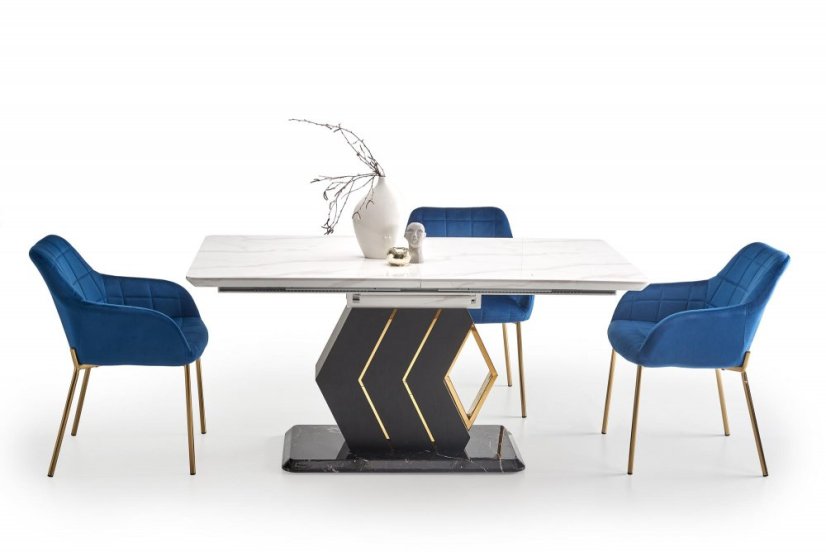 Rozkládací jídelní stůl VALENTINO 160(220)x90 šedý/zlatý