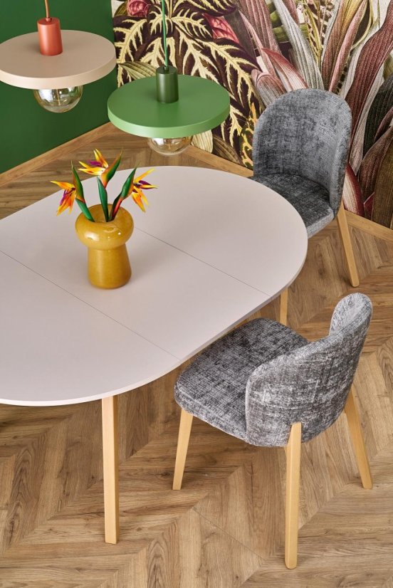 Rozkládací jídelní stůl RUBEN 102(142)x102 kašmír/přírodní