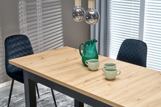 Rozkladací jedálenský stôl GIZMO 120(160)x75 dub artisan / čierna