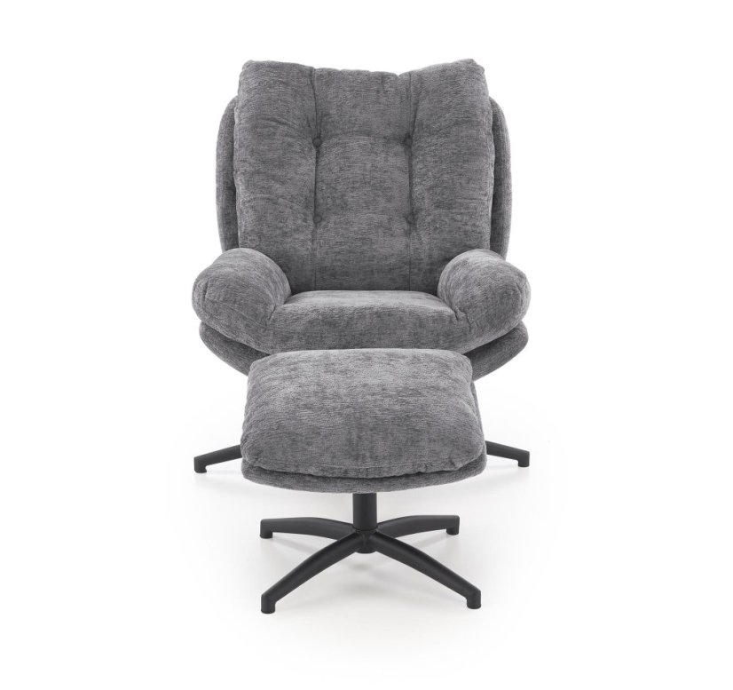 Čalúnené kreslo PESTO s podnožkou sivé