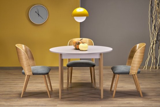 Rozkladací jedálenský stôl PIVOT 102(142)x102 kašmír/prírodný