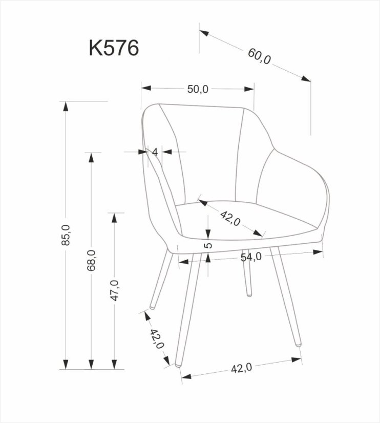 Jedálenská stolička / kreslo K576 sivá