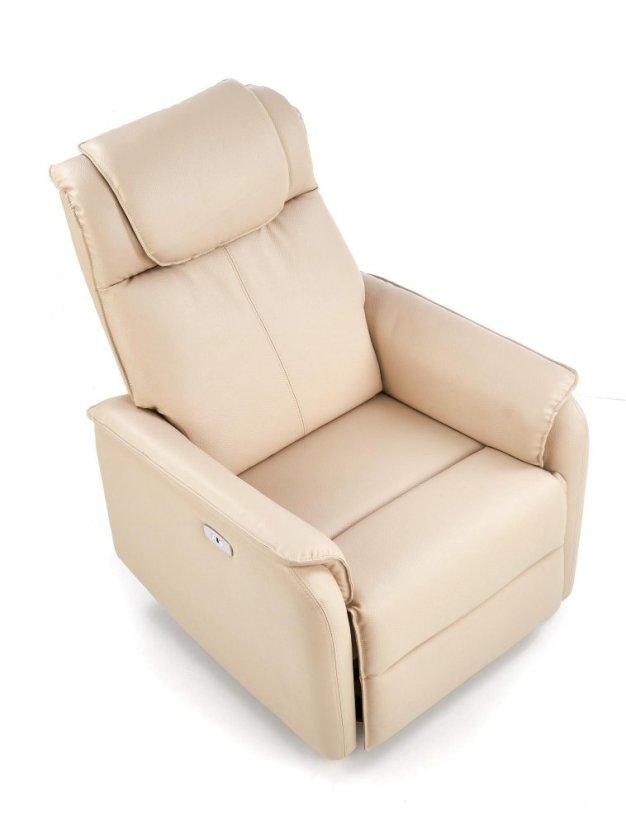 Relaxační křeslo PARADISE krémové s funkcí elektrického rozkládání a houpání