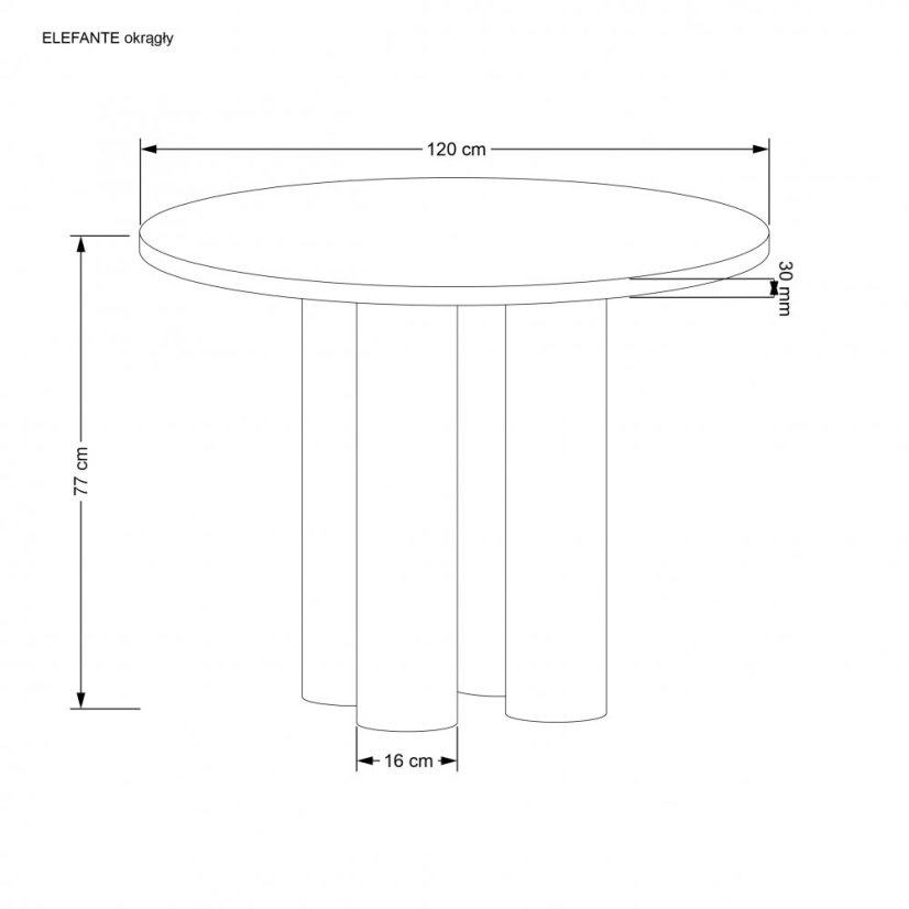 Kulatý jídelní stůl ELEFANTE ø 120 dub