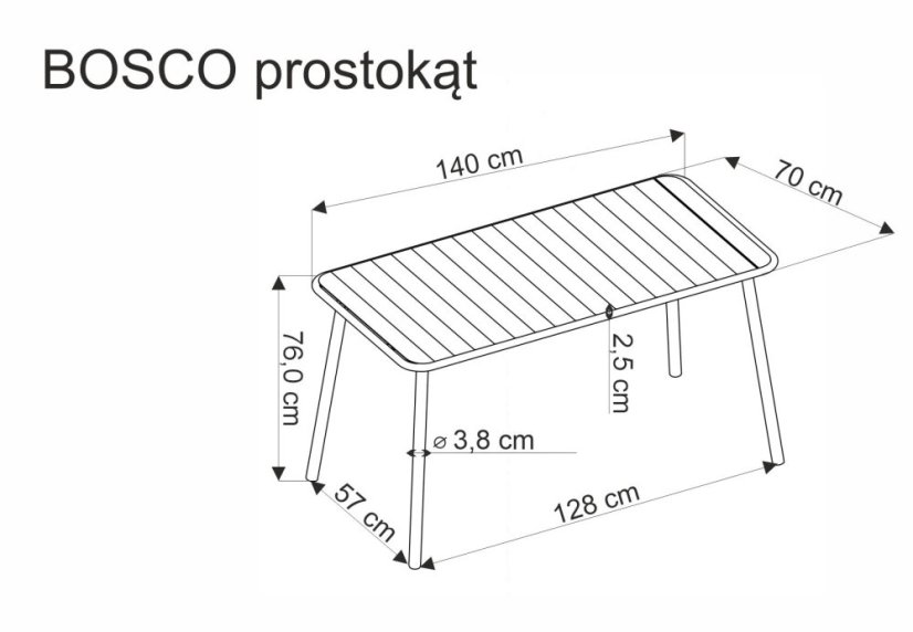 Záhradný stôl BOSCO 140x70 biely