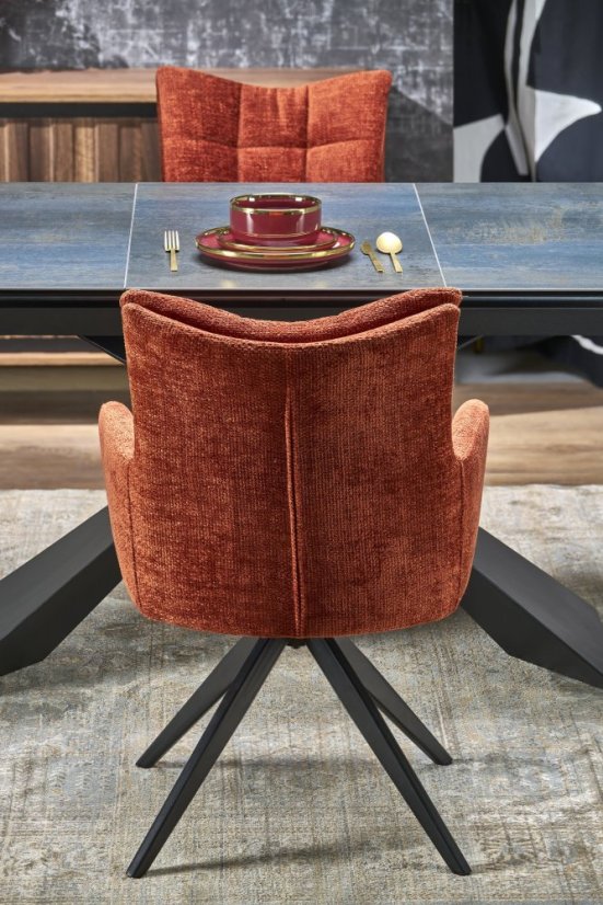 Rozkládací jídelní stůl LUCIANO 180(230)x90 modrý mramor/černý