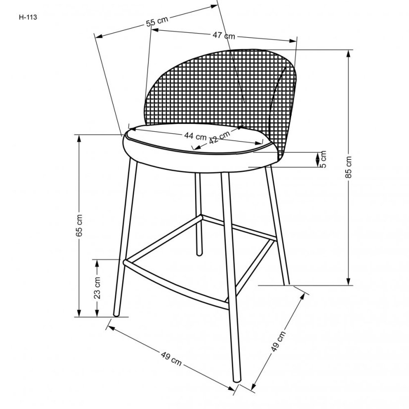 Barová stolička H113 čierna/biela