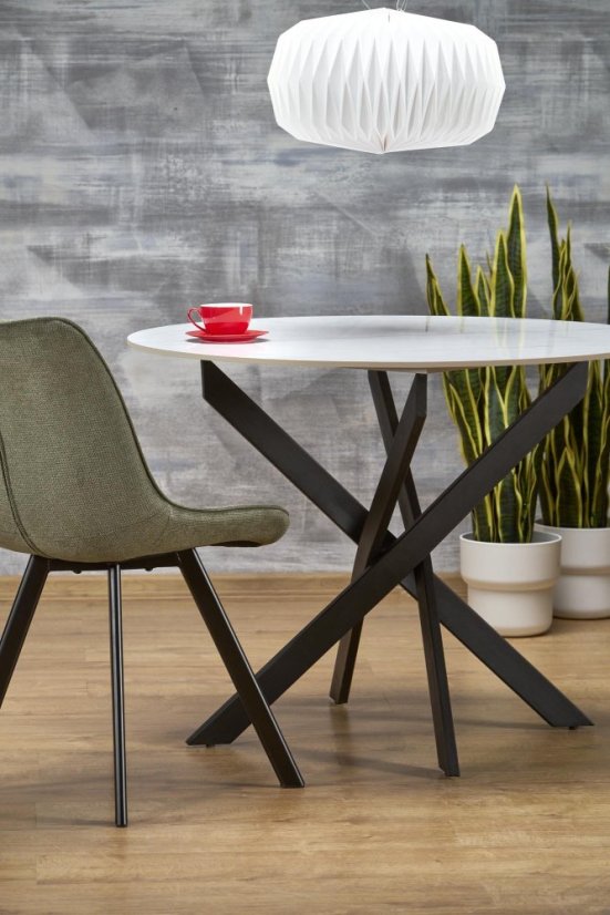 Okrúhly jedálenský stôl EDGAR 2 biely mramor/čierny