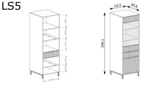 Vysoká vitrína LINKASTYLE LS-5 kašmír
